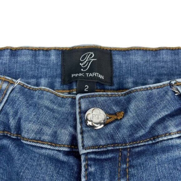 Pink Tartan Womens Flare Raw Hem Jean Size 2 - Picture 4 of 7